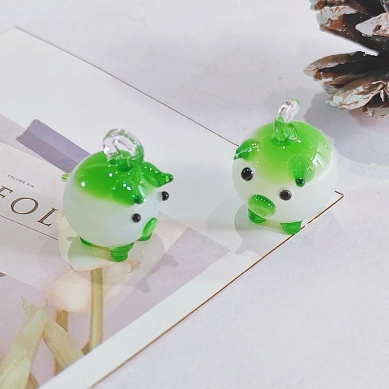 Glass Pigs Pendant Crystal Glass Animal Pigs Charm Cartoon Pig Hanging Charms for DIY Jewelry Keychain Chokers Making