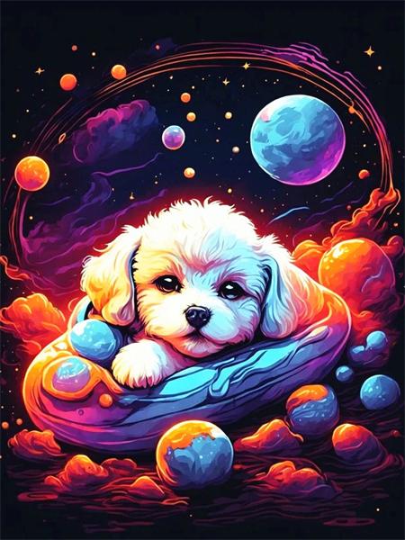 

5D Diy Алмазная картина Собака Планета Полный квадрат/круг Вышивка Мозаика Животные Звездное небо Домашний декор Full Round 20x30CM