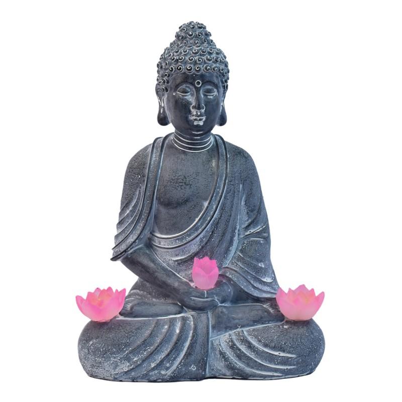 Solar-Powered Outdoor Buddha Statue Garden Decor Resin Sculpture Zen Courtyard Landscape Ornament