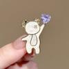 Cartoon Heart-shaped Little Bear Chest Piece with Sweet Charm. Mother-of-pearl Chest Decoration with Light and Luxurious, Niche Design Charm Brooch.