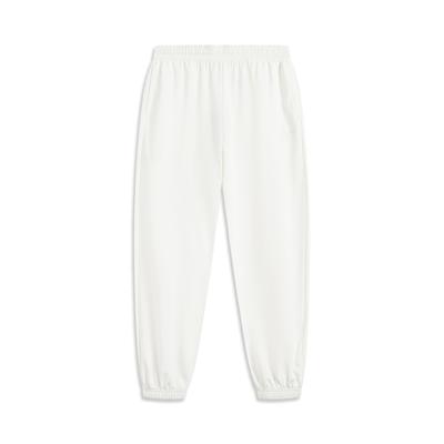 Li Ning Sports Lifestyle Serie Einfarbig Mittelhoch Atmungsaktiv Vielseitig Jogger Stricksporthose Damen Unterteile Off-White AKLV202-1