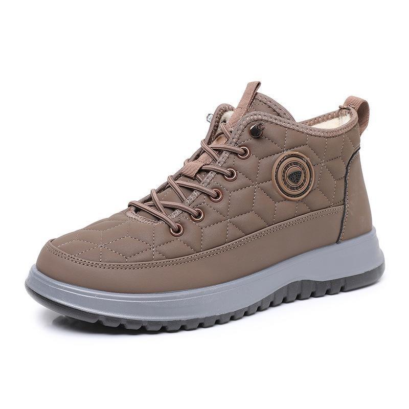 New Snow Boots with Fleece and Thickened Warmth, High-top Lace-up Men's Shoes, Casual and Sporty Devotion