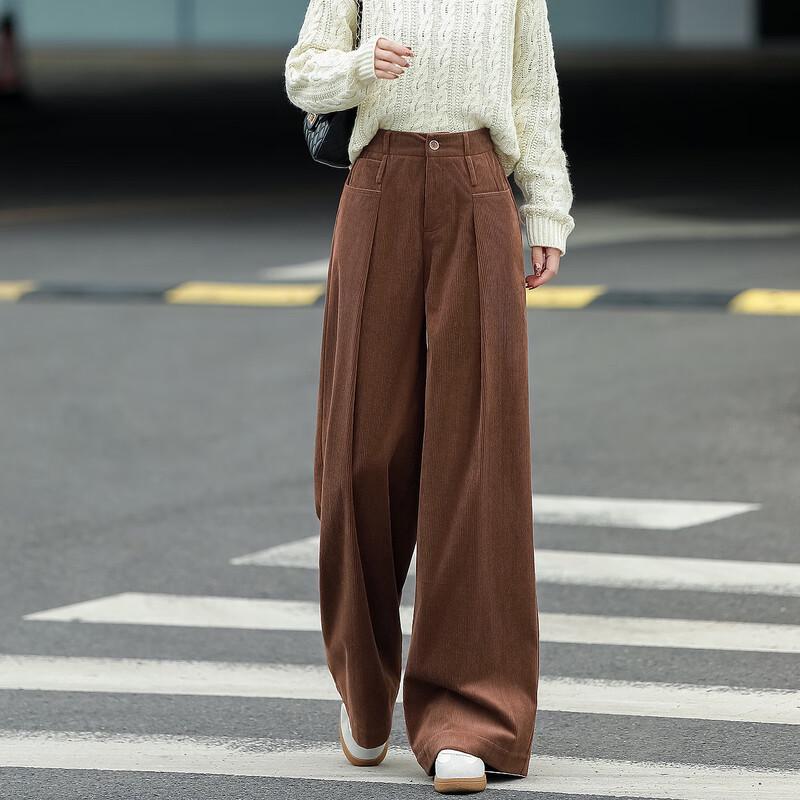 Demana Women's Warm Corduroy Wide-Leg Casual Pants