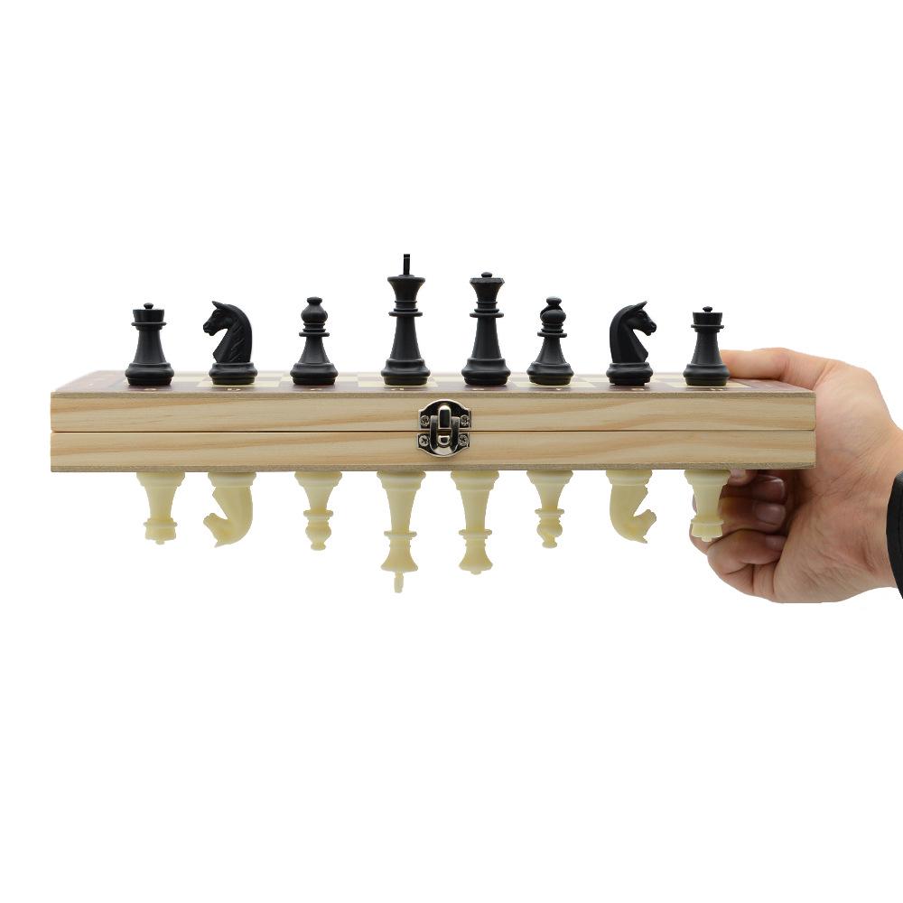 3-in-1 Foldable Wooden Chess, Checkers & Magnetic Game Set