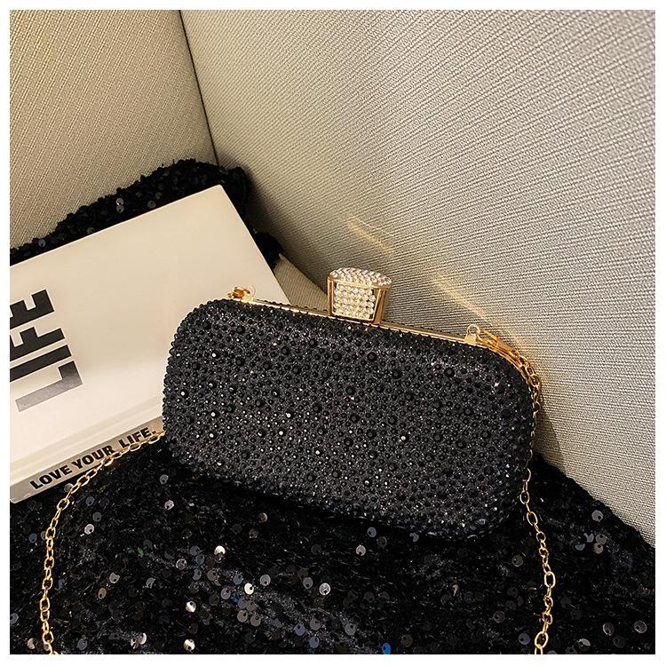 Fashion Ladies Shiny Luxury Rhinestone Decorative Clutch Bag Evening Bag Elegant Temperament Dinner Bag