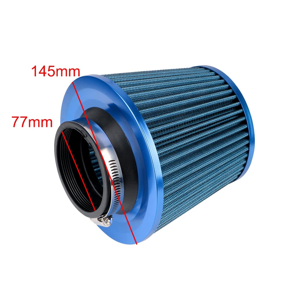 Roisin 76Mm Air Filter, Mushroom Head Filter, Exhaust Filter, Intake Filter, Universal Car Accessory, Red