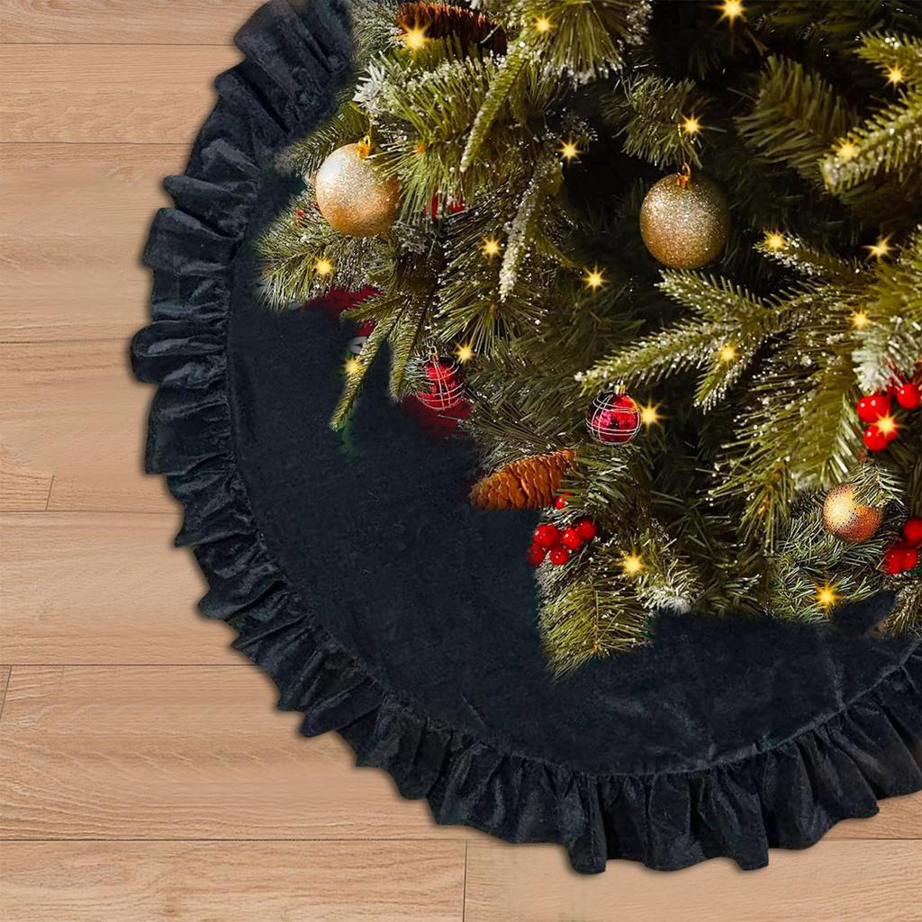 Gonna per Albero di Natale in Velluto con Bordino in Pizzo Diametro 122CM Tessuto Morbido Copertura Decorazione Festiva per la Base dell'Albero