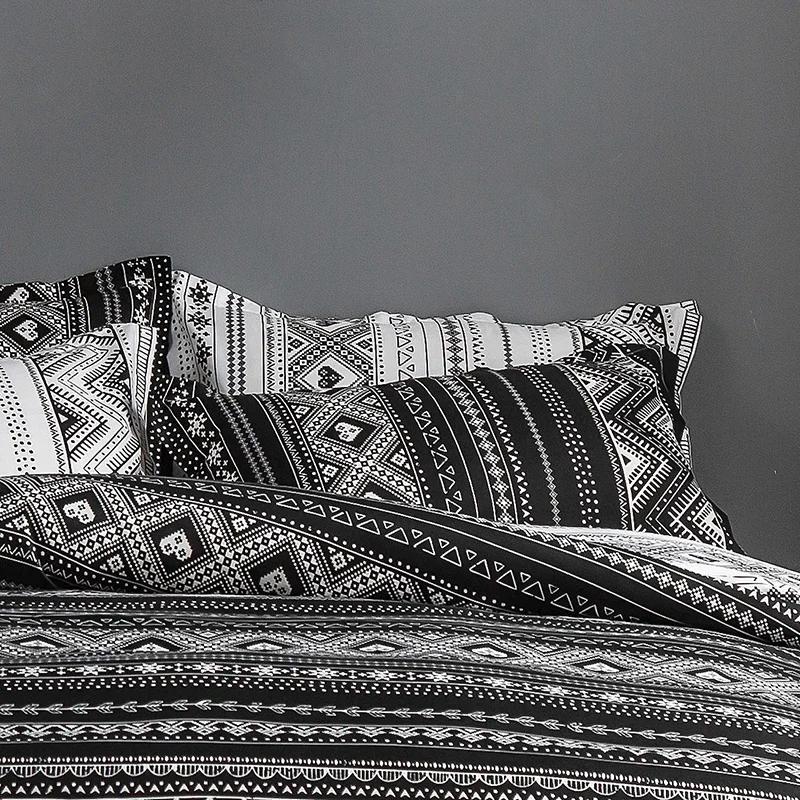 Bohon Paisley Duvet Cover Set Black White Print 3pcs Bedding Sets Luxury Pillow Case Queen and King Size Cotton Bedding Sets