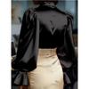 TIFICY Women's Fashion Casual Spring Autumn Solid Color Print Long Sleeve POLO Neck Blouses & Shirts