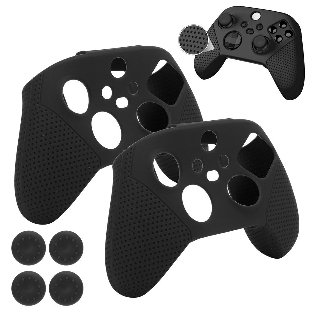 2pcs Antiskid Silicone Game Console Protection Gamepad Handle Grip for Xbox Series S X(Black )