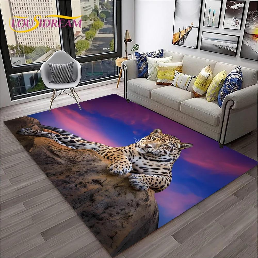 Leopard Cheetah Animals Cartoon Carpet Rug for Home Living Room Bedroom Sofa Doormat Decor,Kid Play Area Rug Non-slip Floor Mat