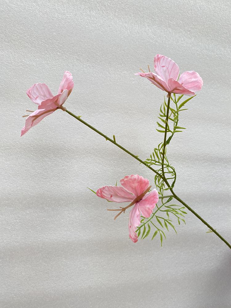 Three-Head Butterfly Artificial Flowers for Wedding Decorations and DIY Floral Arrangements