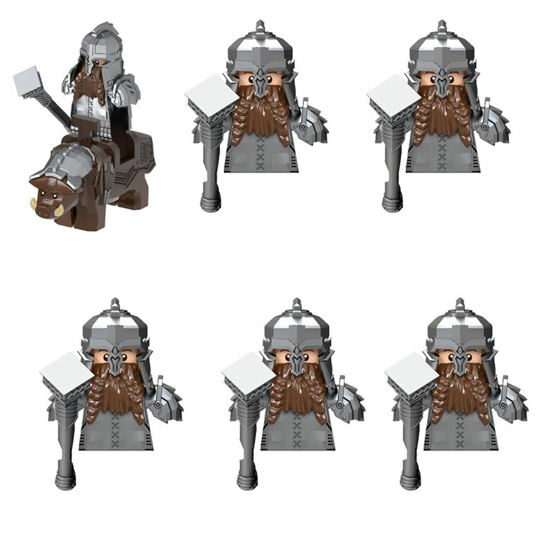 MOC Středověké Vojenské Stavební Kostky Elfský Bojovník Ork Rohan Gondor Rytíř Sada Postav Zvířecí Armáda Zbraň Luk Kuše Hračka