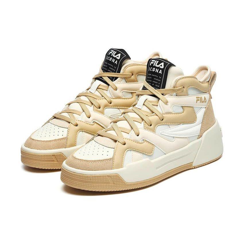 FILA Salto FX Non-Slip Shock Absorbing Durable Mid-Top Sneakers Women Sneakers Beige F12W243601FCB