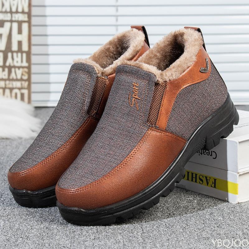 Mode Winter Warm Dick Rutschfest Große Herrenschuhe Einfach Bequem Täglich Lässig Verschleißfest Flacher Boden Herrenschuhe