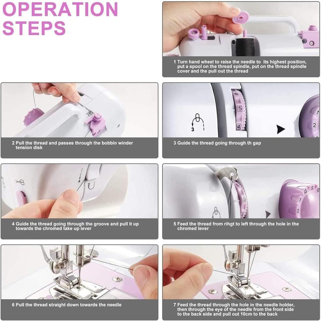 Mini Multi-Function Household Sewing Machine, Small Home Sewing Machine 12 Built-in Stitches 2 Speed with Foot Pedal for Beginners