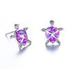 Cute Sea Turtle Stud Earrings For Women Fashion Imitation Blue Fire Opal Stud Earrings For Women Wedding Band Jewelry Gifts