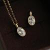 14K Gold-Plated Sterling Silver Necklace with Oval Emerald Pendant - Luxury Clavicle Chain for Women