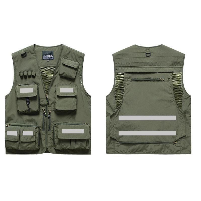 Individuelle reflektierende Arbeitsweste mit mehreren Taschen für Damen und Herren, geeignet für alle Jahreszeiten und ideal für Gruppenkäufe & Fotografie.