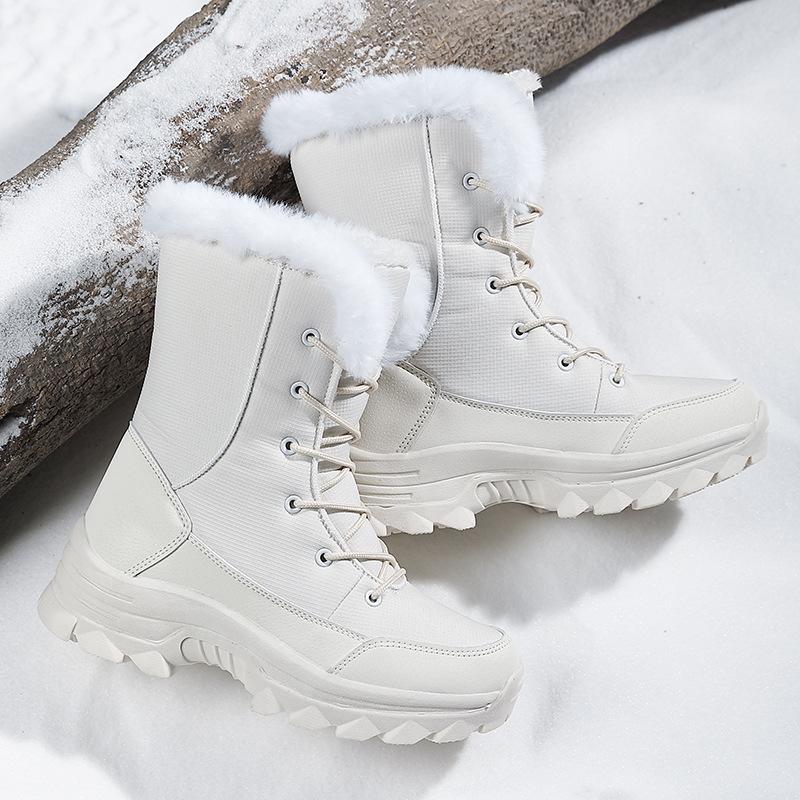 

Большой размер женские новые зимние бархатные утолщенные холодные и теплые легкие женские для улицы для ходьбы нескользящие хлопковые 42 белый