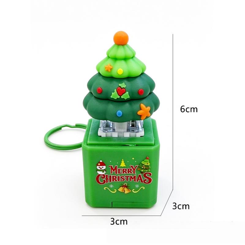 Light Up Santa Claus Stress Relief Keychain Voice Function Christmas Key Ring For Bag Pendant Xmas Party Small Gift