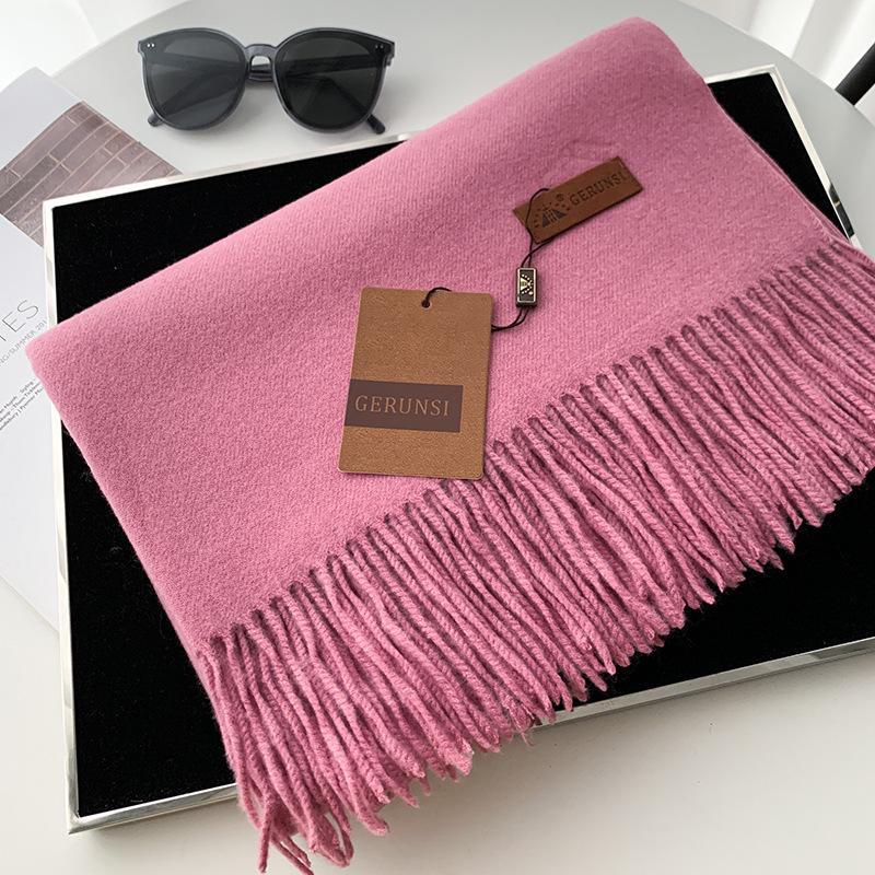 Women's 300g Solid Color Imitation Cashmere Scarf – High-End, All-Match, Warm Autumn/Winter Shawl.