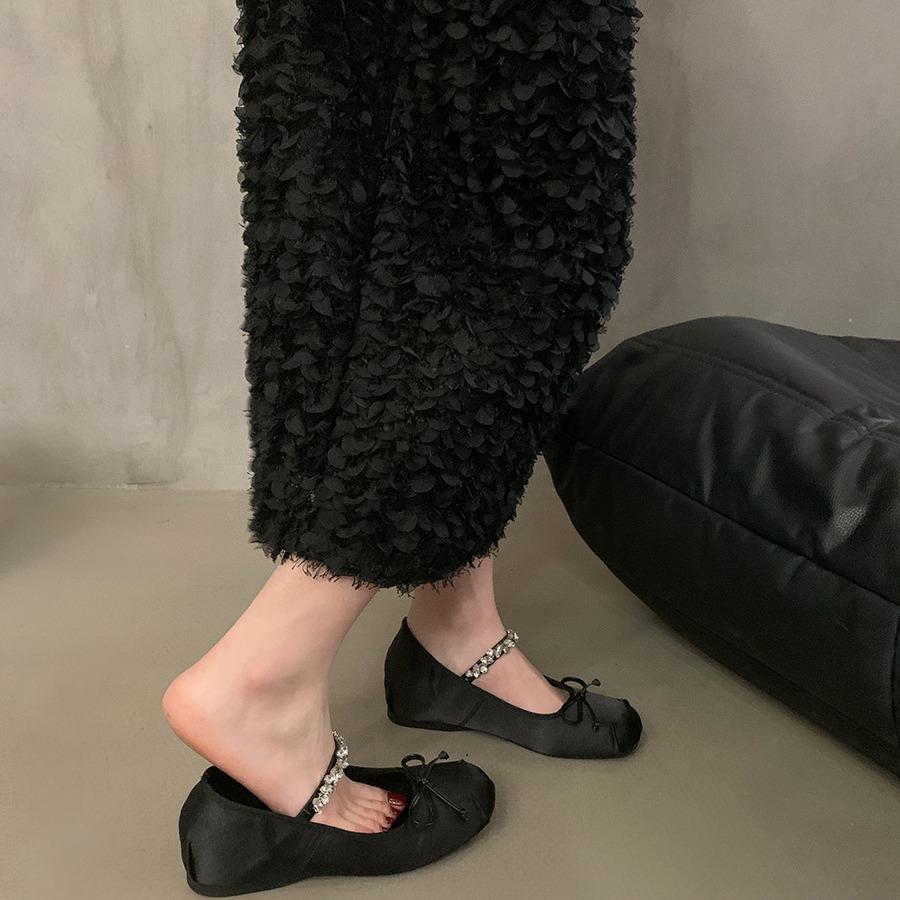 Inner Height Increase Pink Mary Jane Single Shoes Fairy Shoes Spring and Autumn 2024 New French Spring Bow Evening Shoes