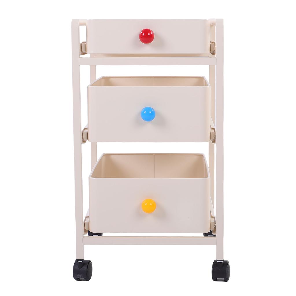 Storage Cart Milky White 3 Tier Metal Rolling Organizer with 360 degrees  Rotating Quiet Wheels for Kitchen Bathroom