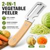 Kitchen Culinary Gadget 2-in-1 Stainless Steel Peeler Ergonomic Wood Handle for Fruit Potato Vegetable Trimming