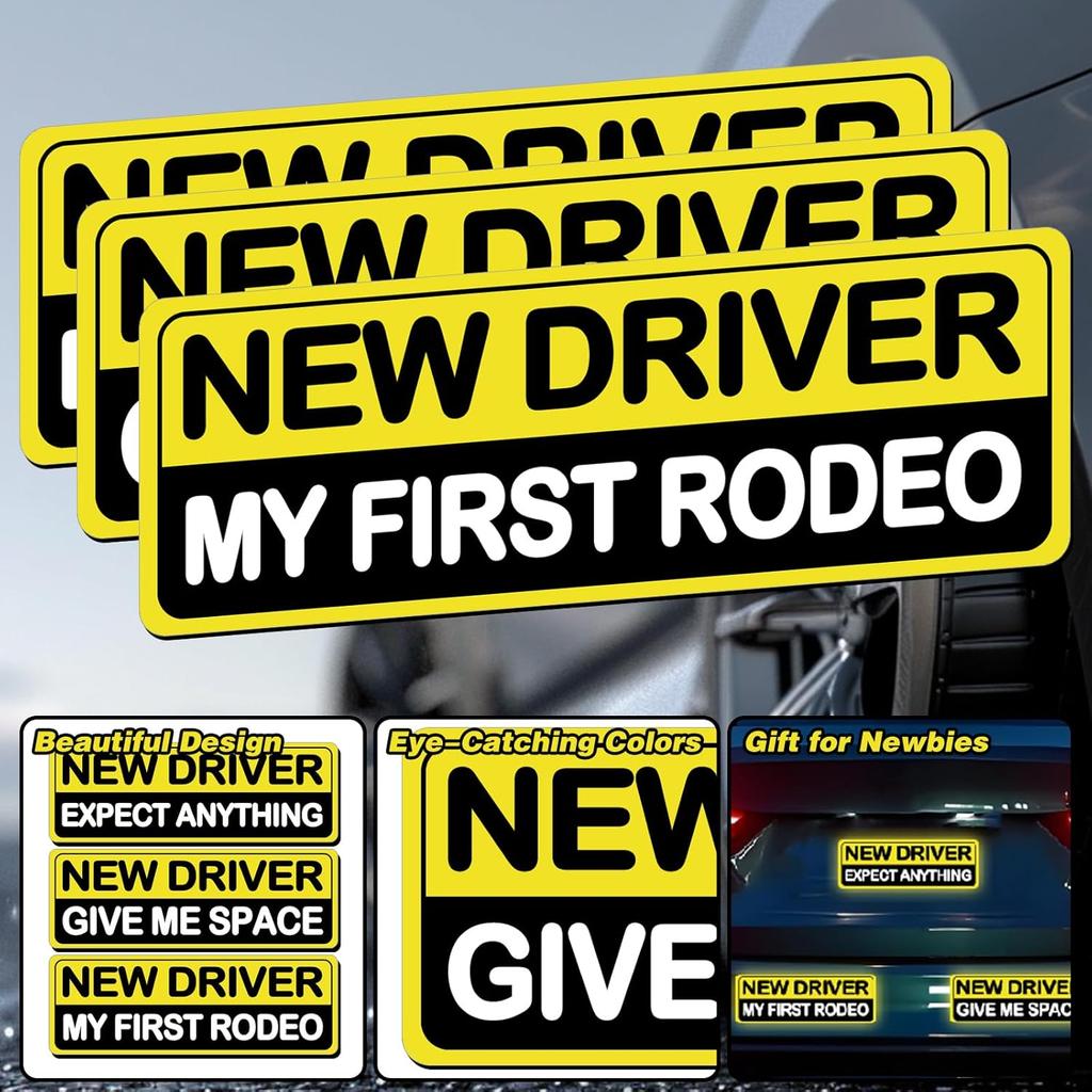 3Pcs Student Driver New Car Stickers, Magnetic Student Driver Signs For Car, Personalized Bright Colors Accessories, Clear Fonts Supplies Suitable