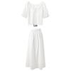 Women's 100% Cotton Embroidered Short Sleeve Top & Skirt Set