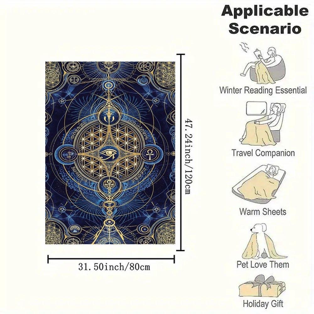 Sacred Geometry Tapestry - Spiritual Symbols Wall HangingBlanket Flannel Throw Blanket for Sofa, Bed, Travel, Camping, Office, Couch, Chair,