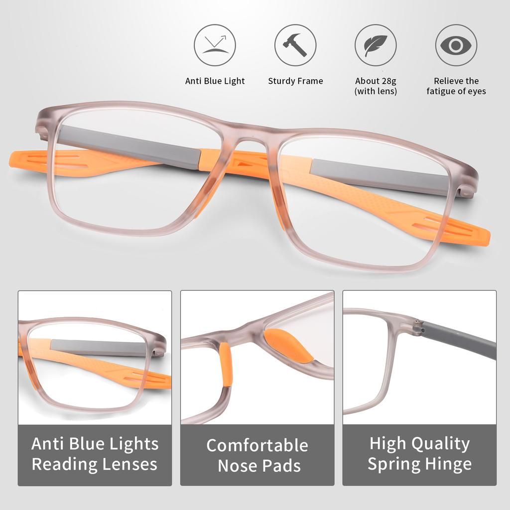 1pack Anti Blue Light Square Prescription Spectacles Women Men Spring Leg Farsightedness Glaasses +1.0 To +3.0