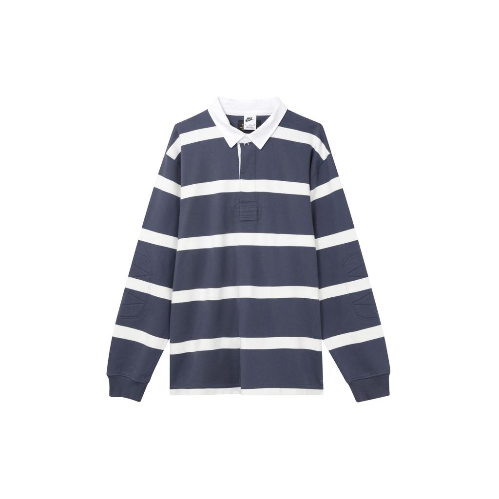 Nike Color-Block Striped Casual Long-Sleeve Polo With Logo Embroidery Men Tops Lightning-Blue FN3123-437