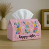 1pc Easter Ornament Fun Easter-Themed Tissue Holder Featuring a Bunny Design with Floral Pastel Art - Napkin Storage Organizer Suitable for Kitchen, C
