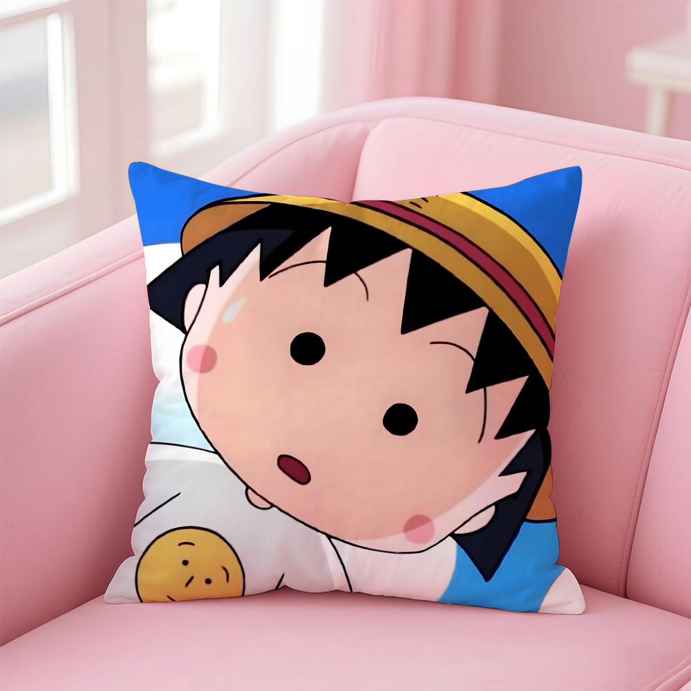Cute Anime C-Chibi M-Maruko Chan Cushion Cover Comfortable Reversible Pillow Cover Ideal for Car Sofa Bedroom & Beyond