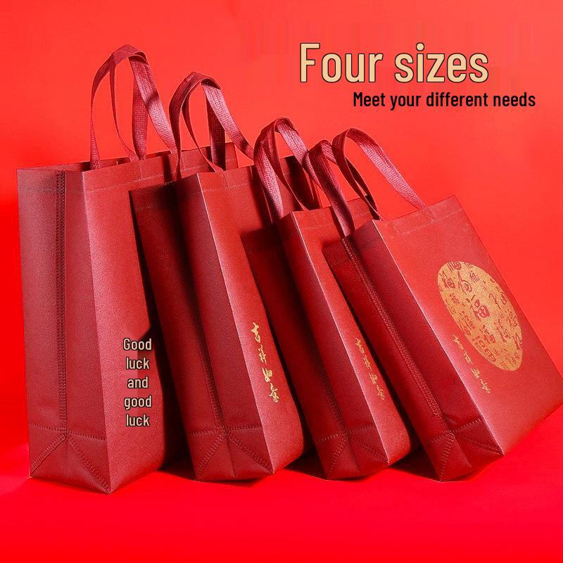ZISIZ Thickened Red Non-Woven Gift Bag