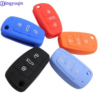 Jingyuqin 3 Przyciski Samochodowy Silikonowy Pokrowiec na Kluczyk Styling Etui Pokrowiec Fob Shell Dla A-u-di A1 A3 Q3 Q7 R8 A6L TT Etui na Kluczyk Cztery Styling Samochodowy