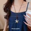 Leder Seestern Perlen Halskette Retro Ins Mode Vielseitig Schlüsselbein Kette Urlaubsstil Nische High-End Pullover Kette