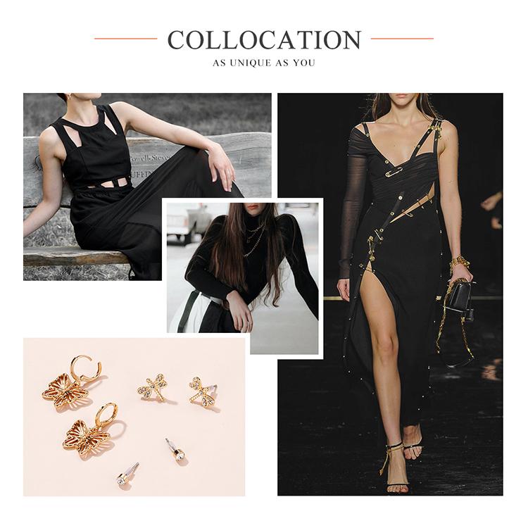Bisaer Exquisite Butterflies & Dragonflies 3 Pair of Stud Earring Set for Women Fashion Jewelry