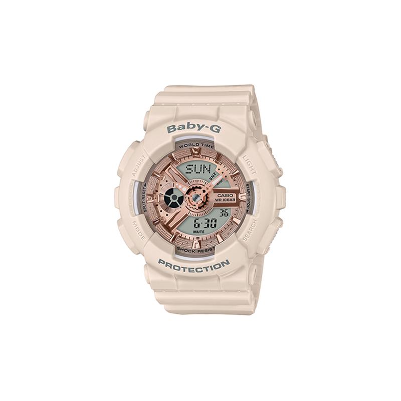 Casio BABY-G BABY-G series 100 meters waterproof quartz movement resin strap Japanese and Korean watch women s watch gray dial BA-110CP-4APR серый