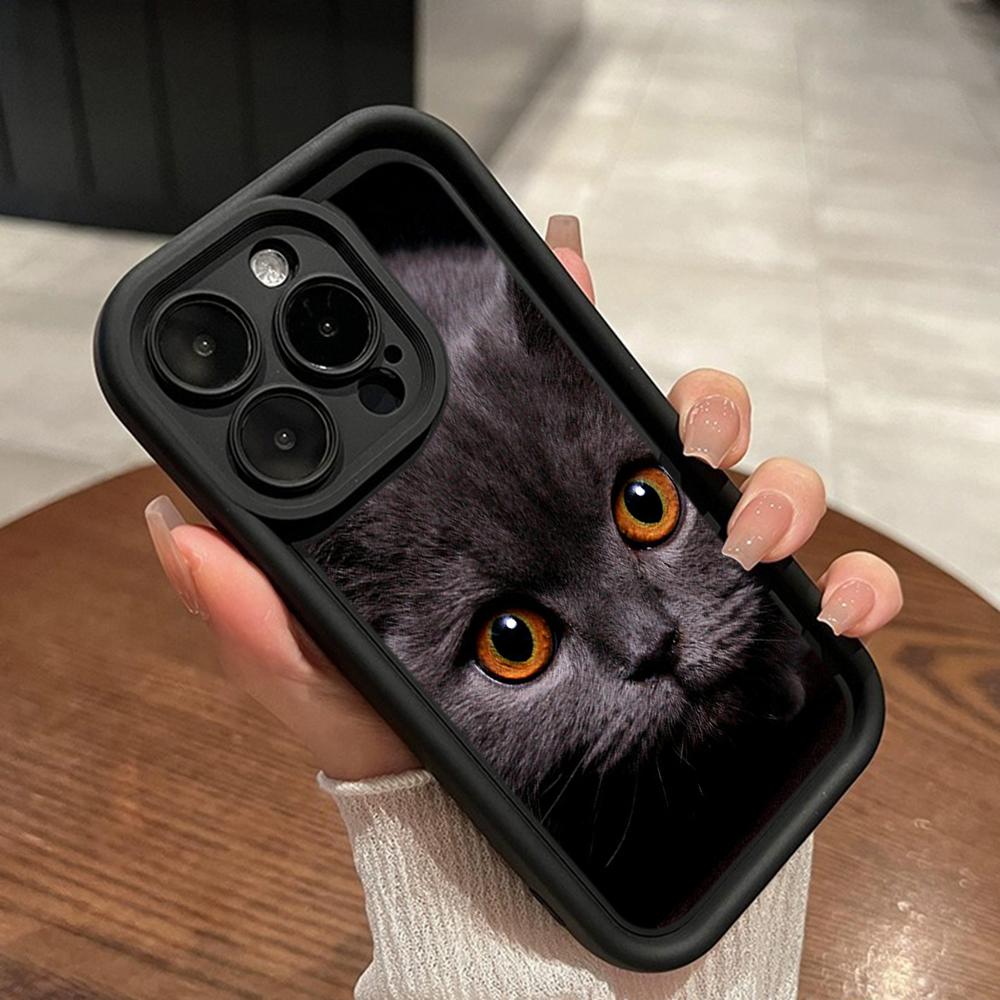 LZ3 Black Cat Green Eyes Silicone Phone Case for Xiaomi 11 Lite 5G 14T Redmi 14C 13C A3 Note 12 11 9 10 13 Pro Plus Shockproof Back Cover