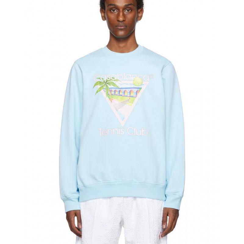 Casablanca Print Crew Neck Sweatshirt Couples Regular Fit Casual Top