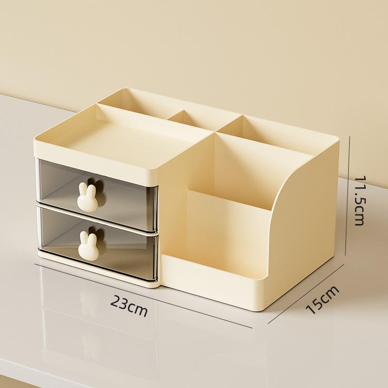 

1 шт. Белый пластиковый ящик для хранения канцелярских принадлежностей, косметики, полка для отделки общежития, туалетный столик, настольная коробка для канцелярских принадлежностей жёлтый
