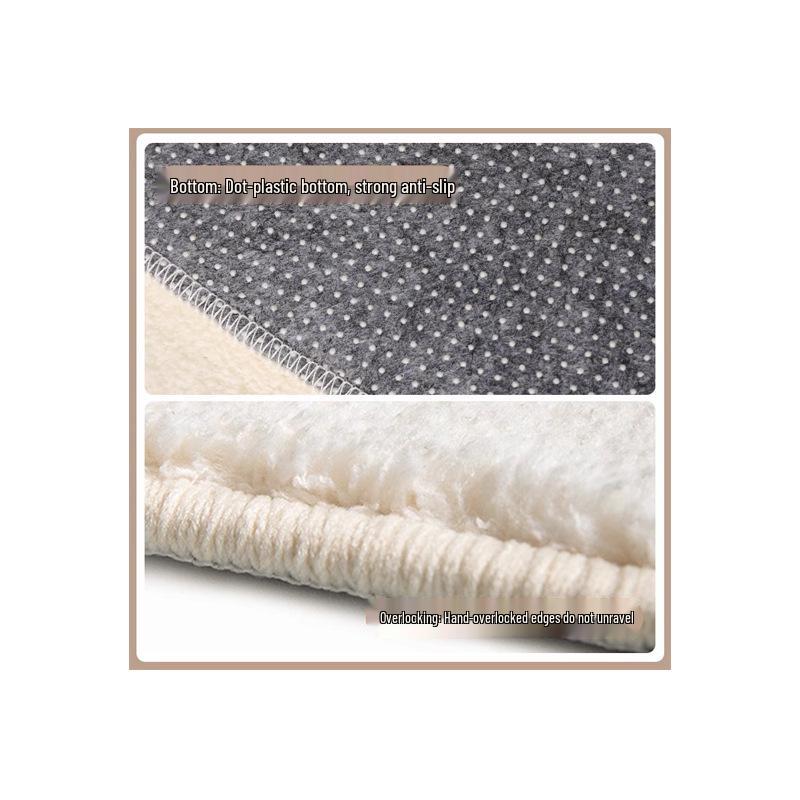 Plush Non-Slip Faux Cashmere Rug, Large Winter Floor Mat with Overlocked Edges