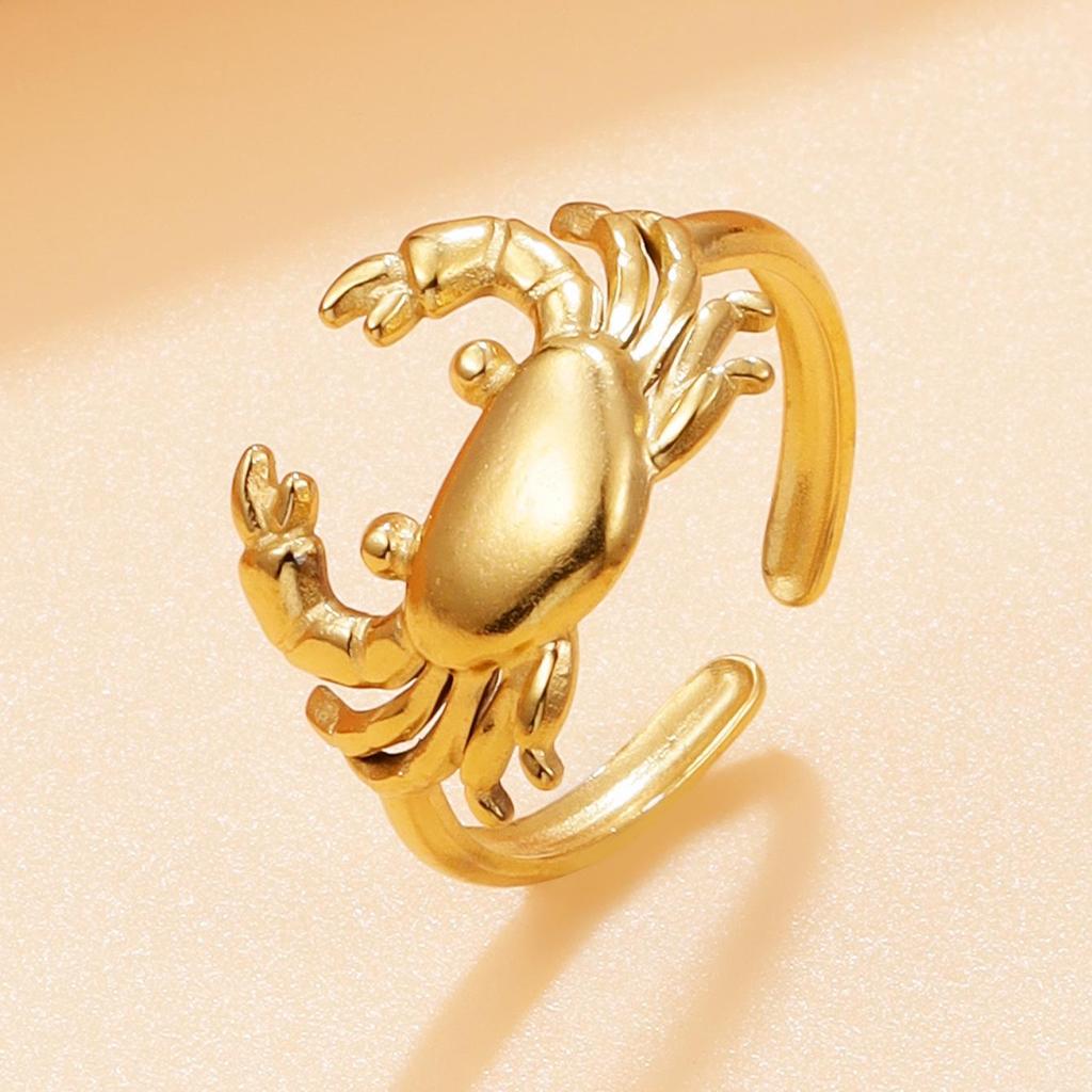 Damen Casual Resort Krabbenring - Niedliche Meeres-Serie, Farbechte Edelstahl Schmuckstücke