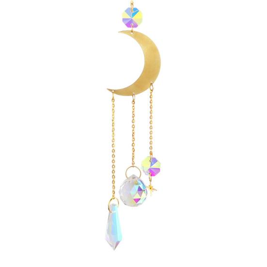 Faux Crystal Suncatcher Hanging Decoration Indoor Outdoor Garden Sun Moon Star Prism Wind Chime Ornament Rainbow Maker Pendant