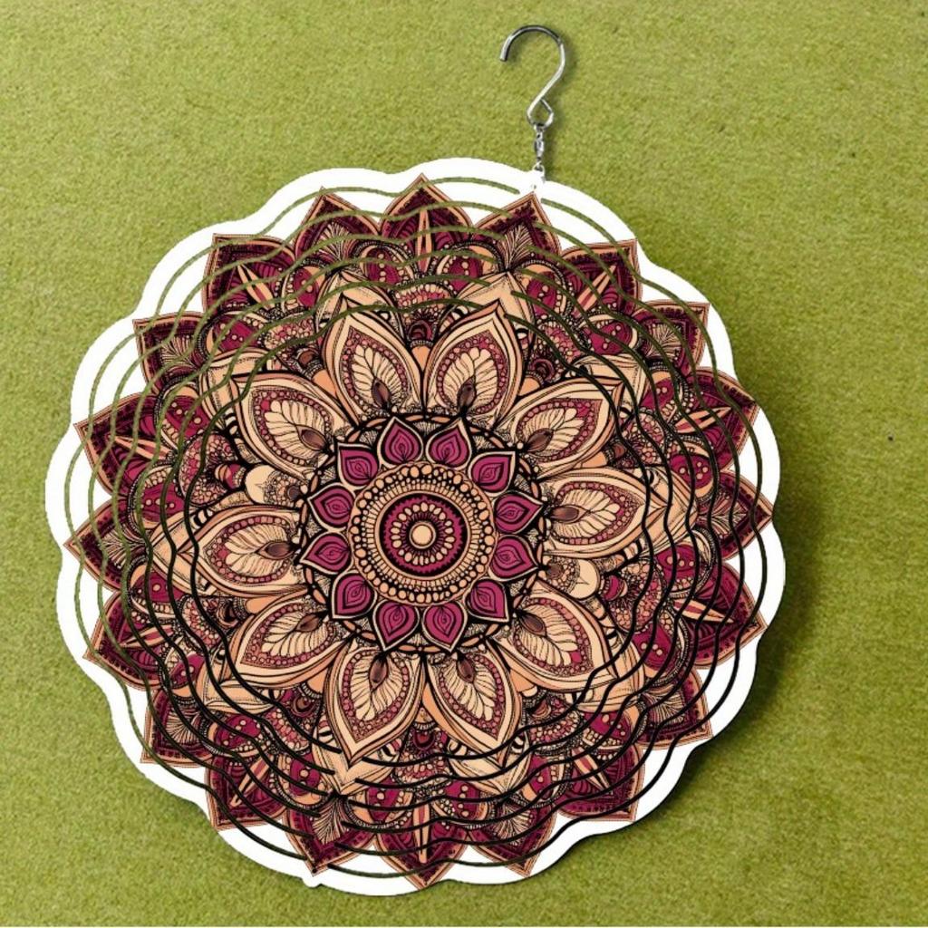3D Mandala Flower Metal Wall Art Double Sided Laser Cut Intricate Pink Golden Design Indoor Outdoor Decorative Hanging Ornament Classic