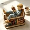 Personalized Book Lover Ornament Woman Reading Wooden Plaque, Just A Girl/Boys Who Loves Statue for Unique Bookworm Wall Art Shelf Desk, Literary