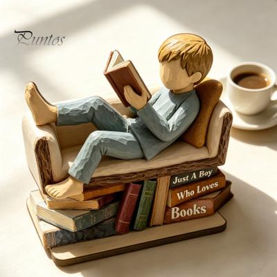 Ornamenti Personalizzati per Amanti dei Libri Donna che Legge Targhetta in Legno, Statua 'Solo Una Ragazza/Ragazzo Che Ama' per Parete Scaffale Scrivania da Bookworm Unici, Letterario
